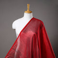 Red - bengal fine tissue zari plain fabric 08 - handcrafted