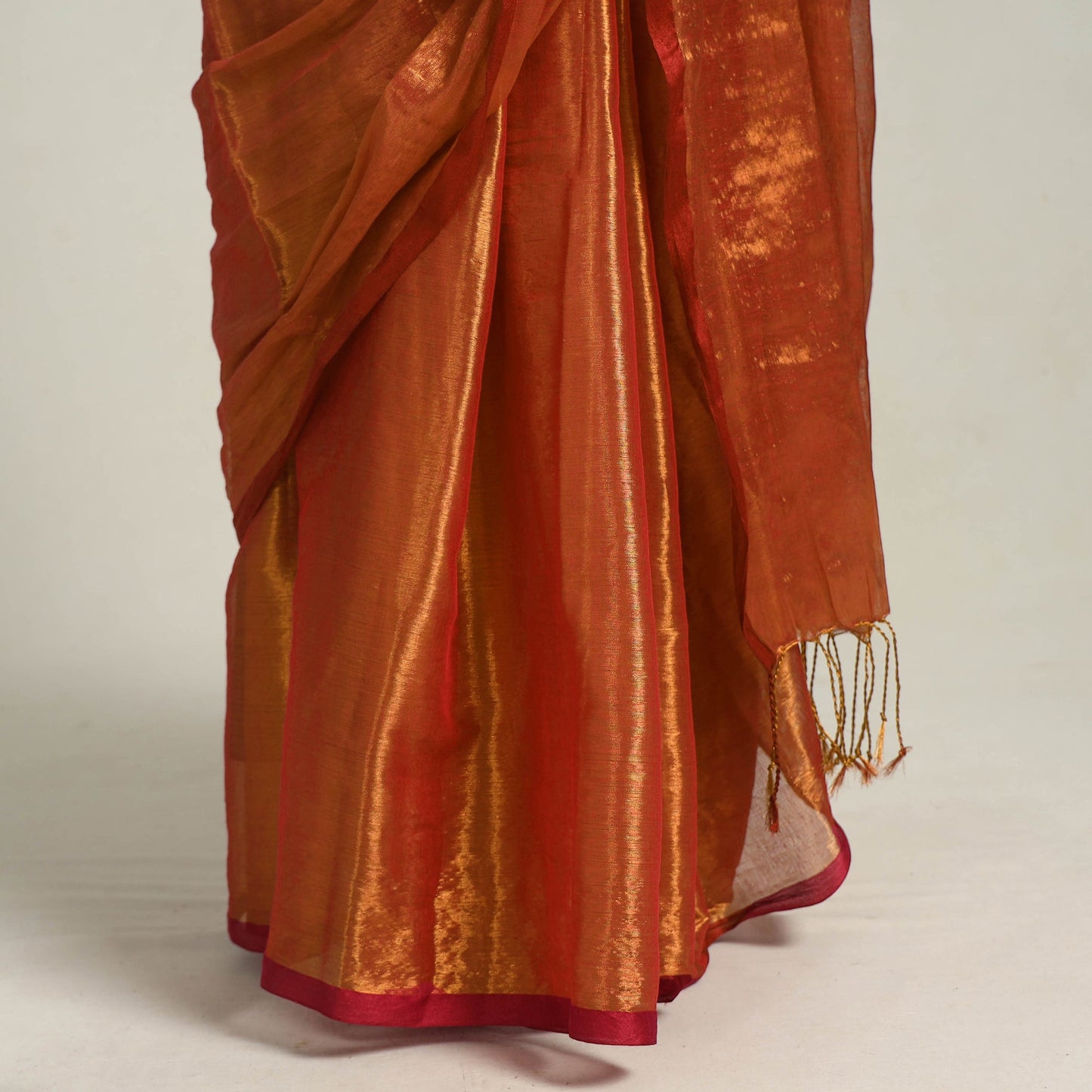 Buy Red Bengal Fine Tissue Zari Saree Online at iTokri.com