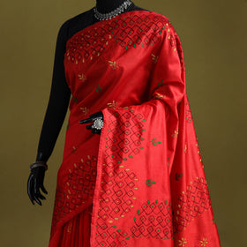 Bengal hand embroidered silk nakshi kantha saree 15