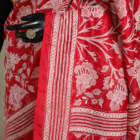 Red - bengal hand embroidery bangalore silk handloom kantha