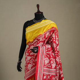 Red - bengal hand embroidery bangalore silk handloom kantha