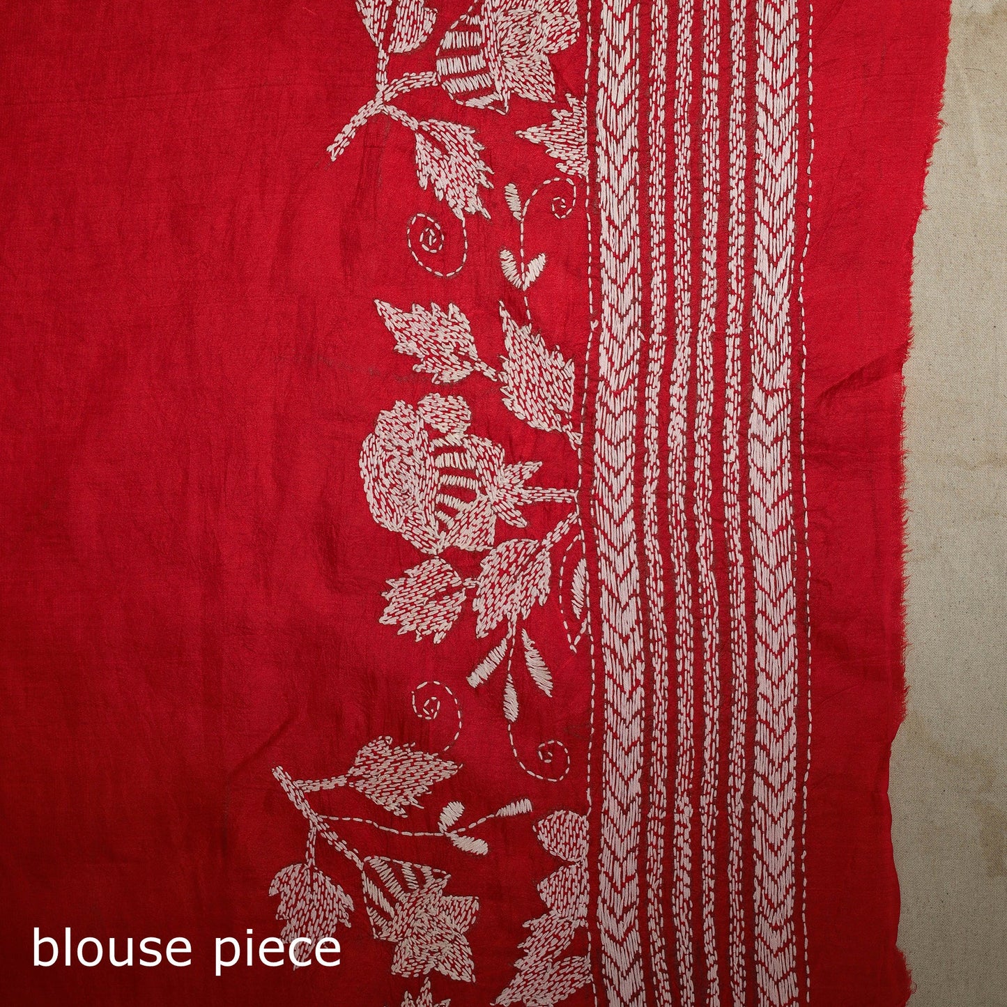 Red - bengal hand embroidery bangalore silk handloom kantha