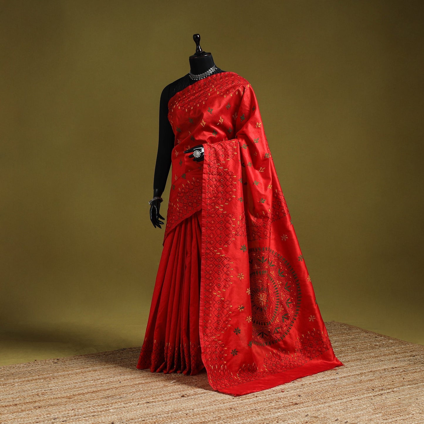 Bengal hand embroidery silk nakshi kantha saree 29