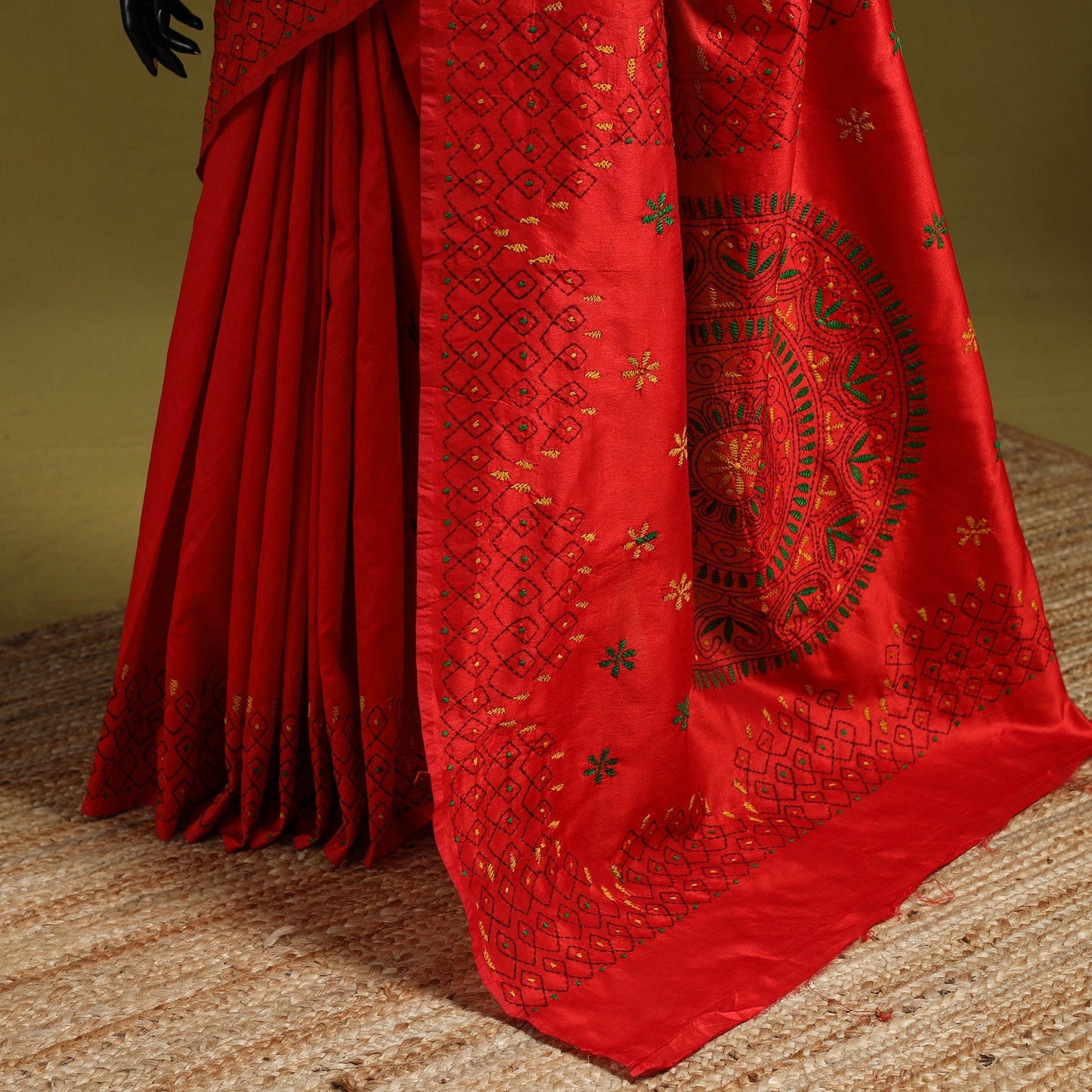 Bengal hand embroidery silk nakshi kantha saree 29