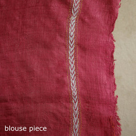 Red - bengal hand embroidery tussar silk handloom kantha