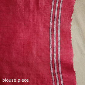 Red - bengal hand embroidery tussar silk handloom kantha