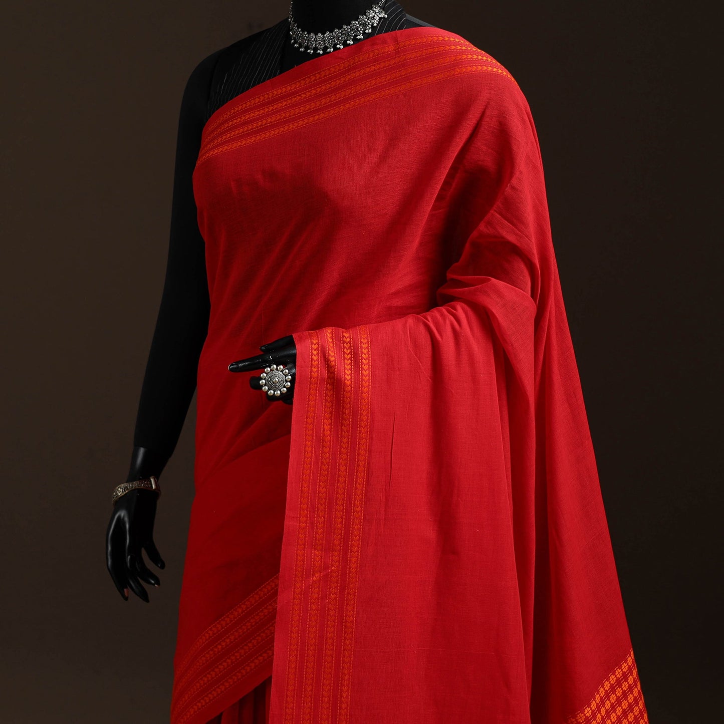 Red - bengal handwoven cotton begumpuri saree 01