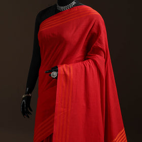 Red - bengal handwoven cotton begumpuri saree 01