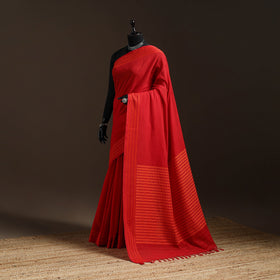Red - bengal handwoven cotton begumpuri saree 01