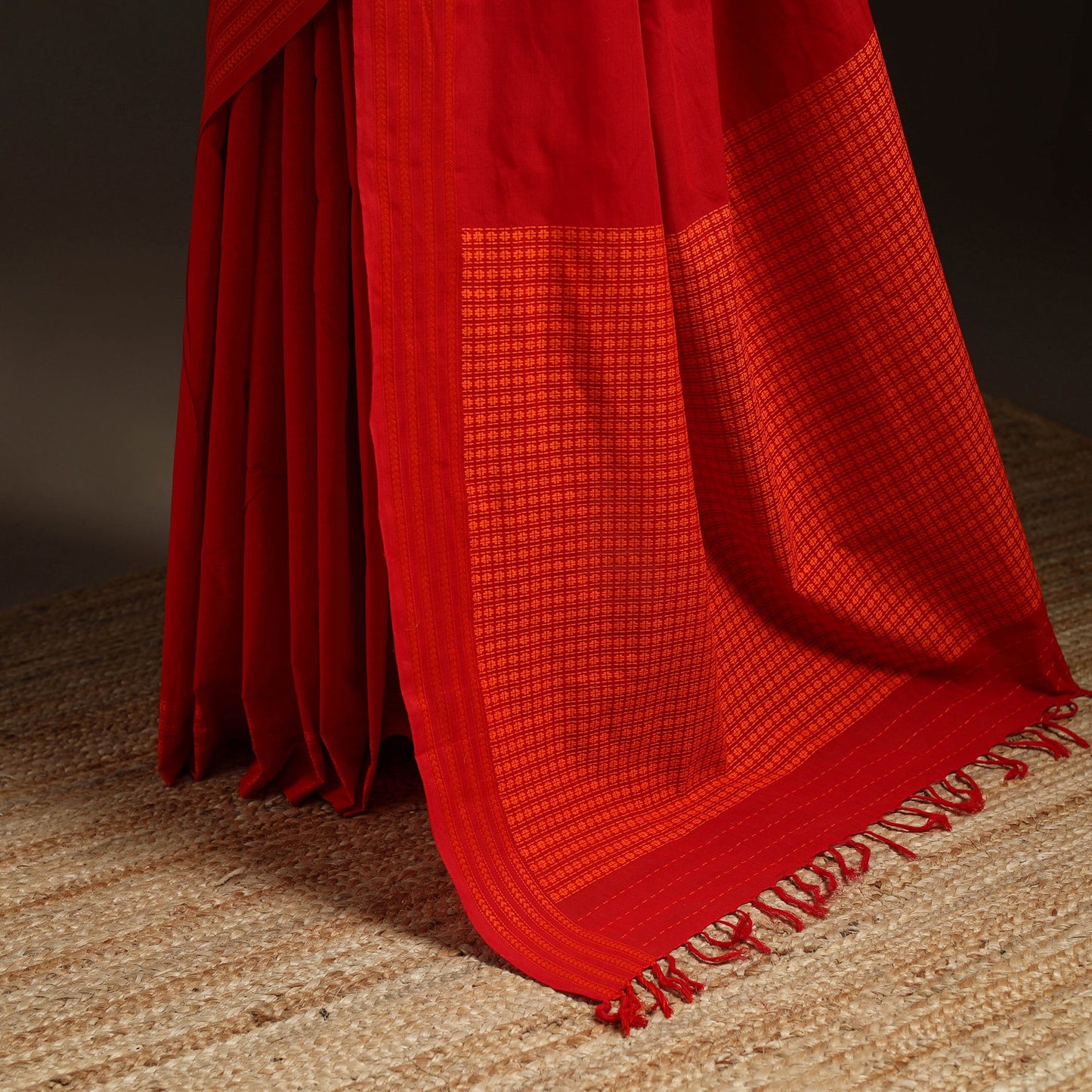 Red - bengal handwoven cotton begumpuri saree 02
