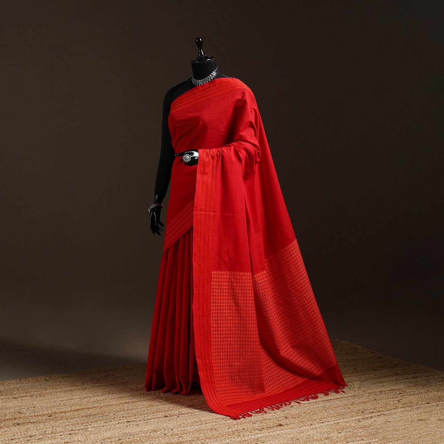 Red - bengal handwoven cotton begumpuri saree 02