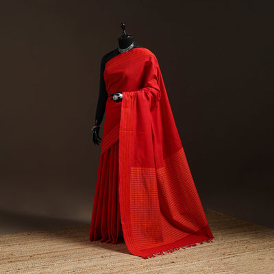 Red - bengal handwoven cotton begumpuri saree 02