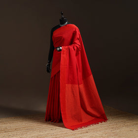Red - bengal handwoven cotton begumpuri saree 02