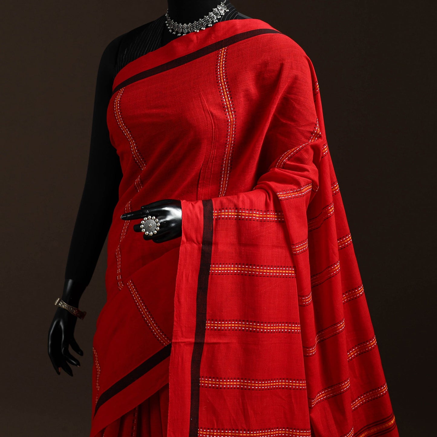 Red - bengal handwoven cotton begumpuri saree 10