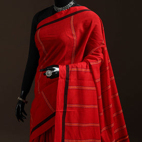 Red - bengal handwoven cotton begumpuri saree 10