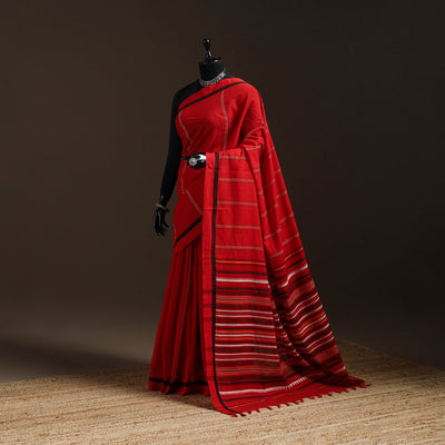 Red - bengal handwoven cotton begumpuri saree 10