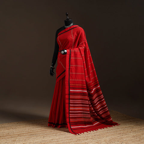 Red - bengal handwoven cotton begumpuri saree 10