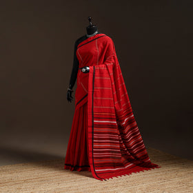 Red - bengal handwoven cotton begumpuri saree 10
