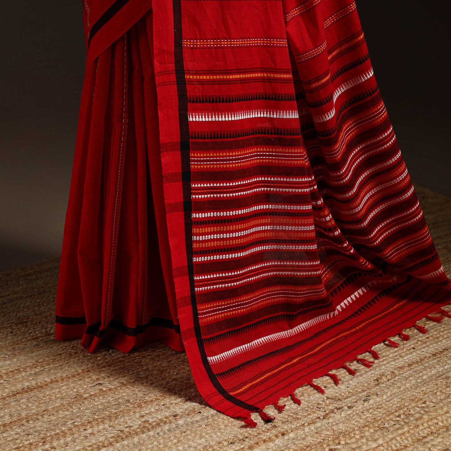 Red - bengal handwoven cotton begumpuri saree 10