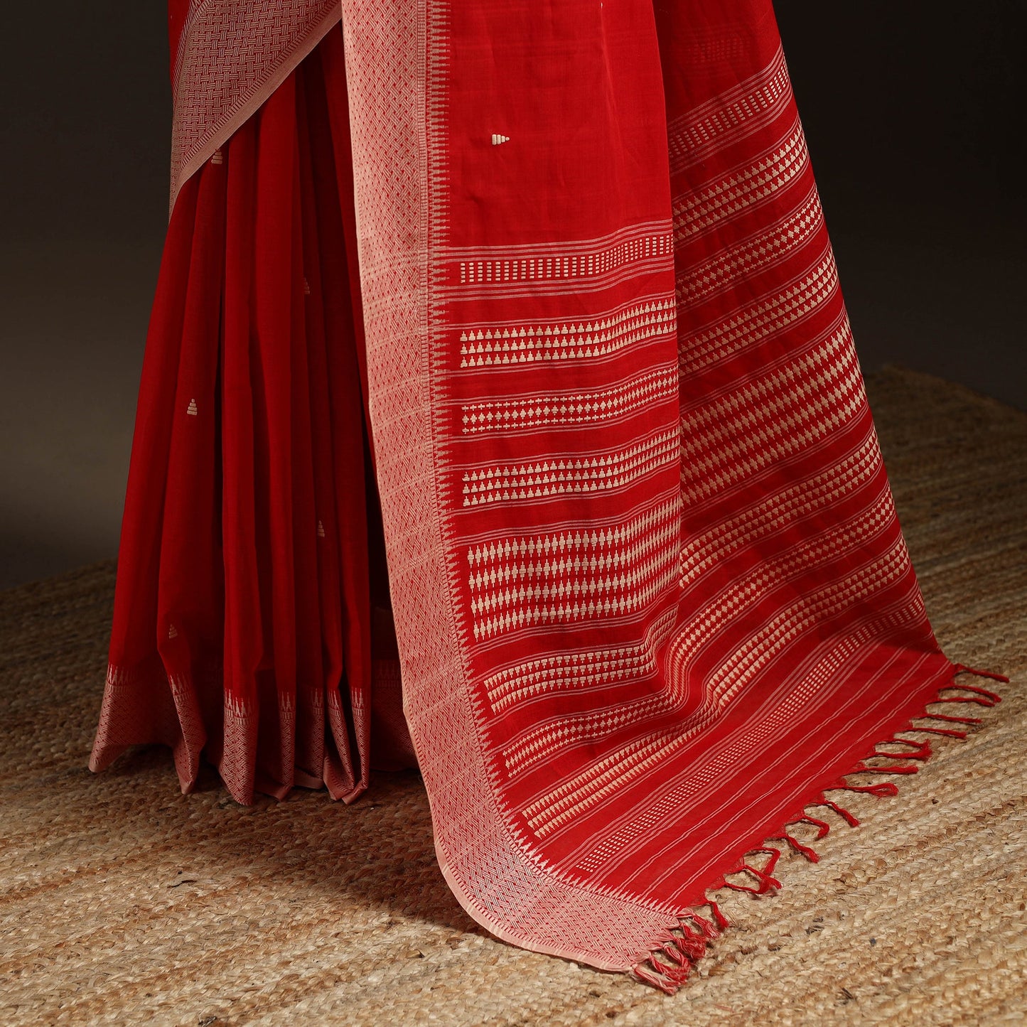 Red - bengal handwoven cotton begumpuri saree 12