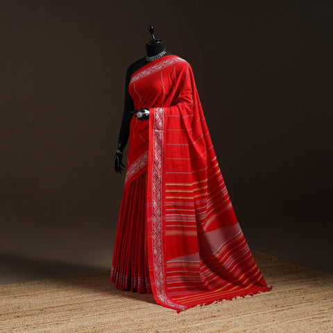Red - bengal handwoven cotton begumpuri saree 17
