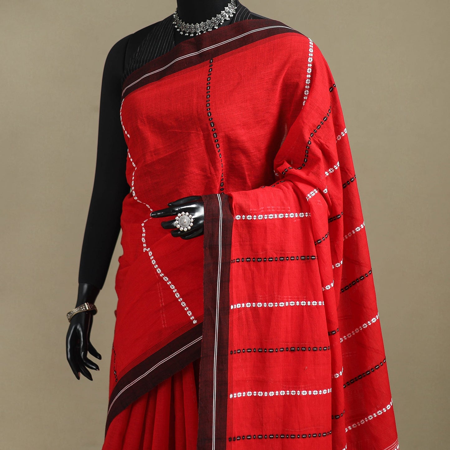 Red - bengal handwoven cotton begumpuri saree 17
