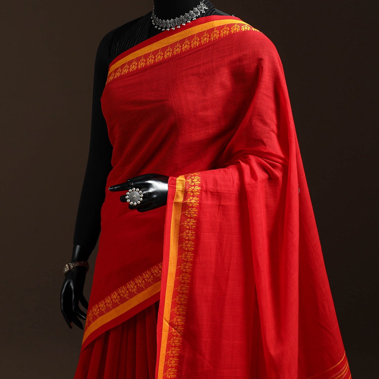 Red - bengal handwoven cotton begumpuri saree 18
