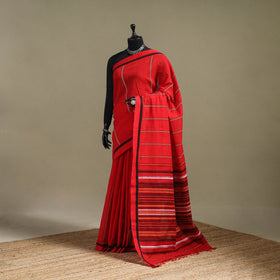 Red - bengal handwoven cotton begumpuri saree 34