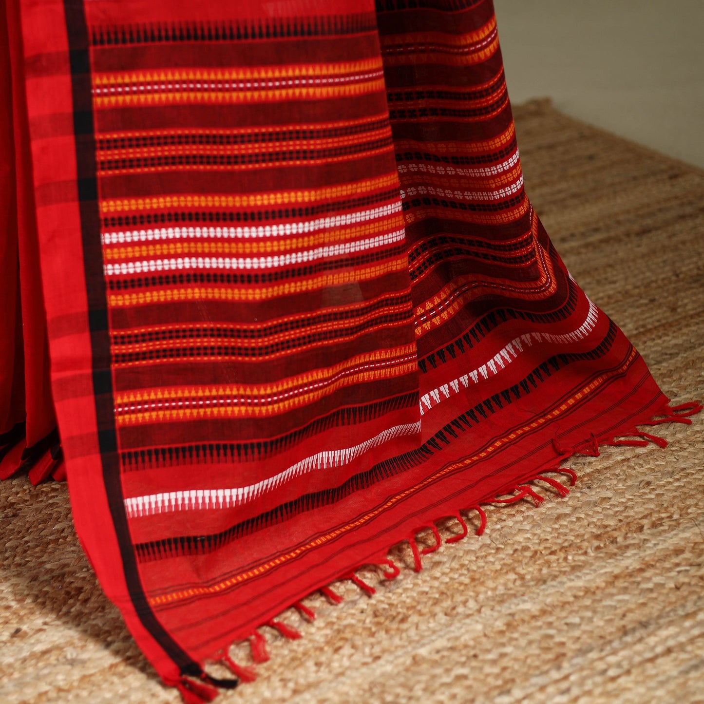 Red - bengal handwoven cotton begumpuri saree 34