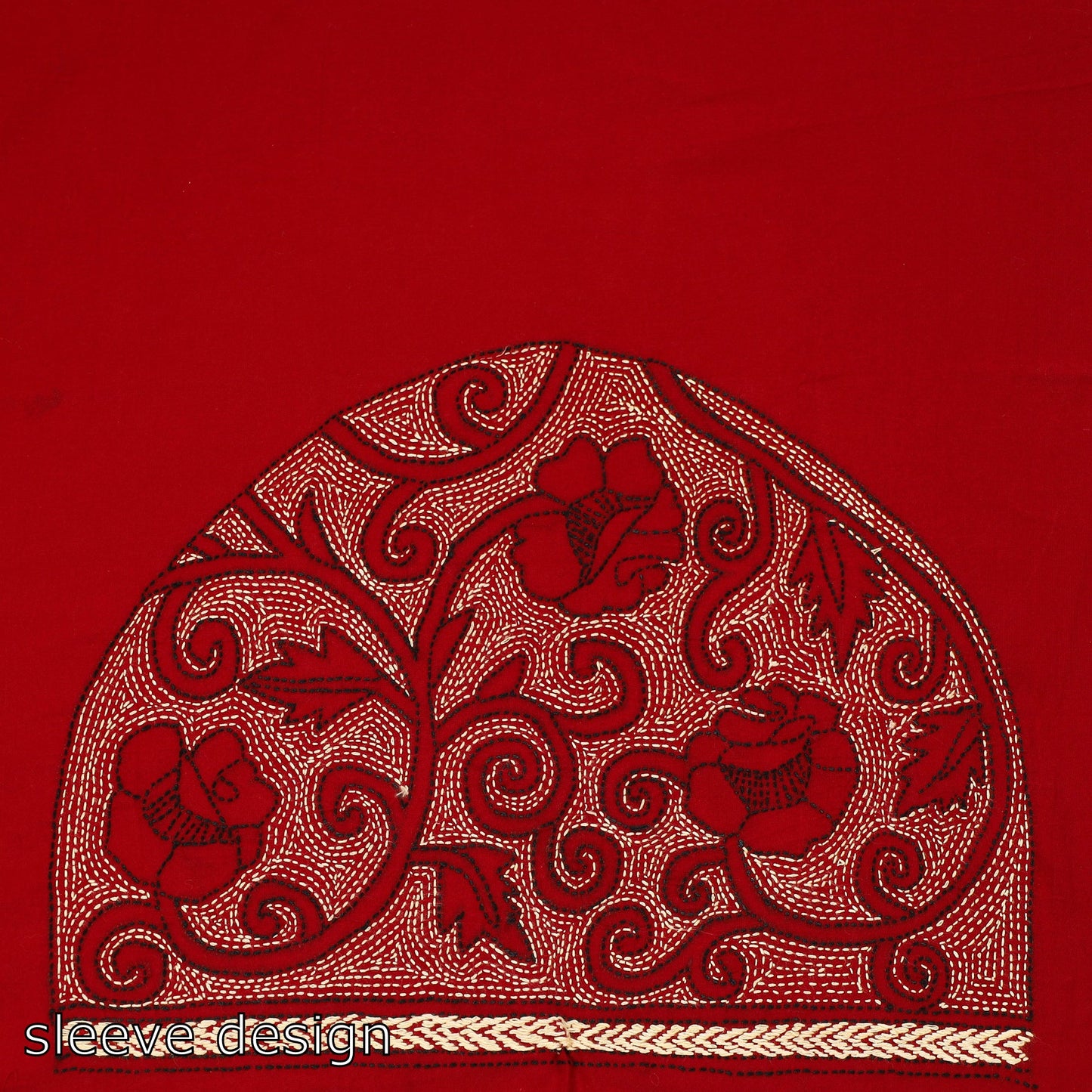 Buy Red Hand Embroidered Kantha Work Blouse Piece Online