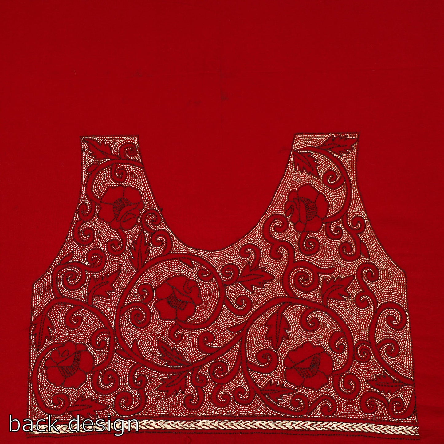 Buy Red Hand Embroidered Kantha Work Blouse Piece Online