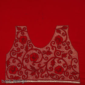 Buy Red Hand Embroidered Kantha Work Blouse Piece Online