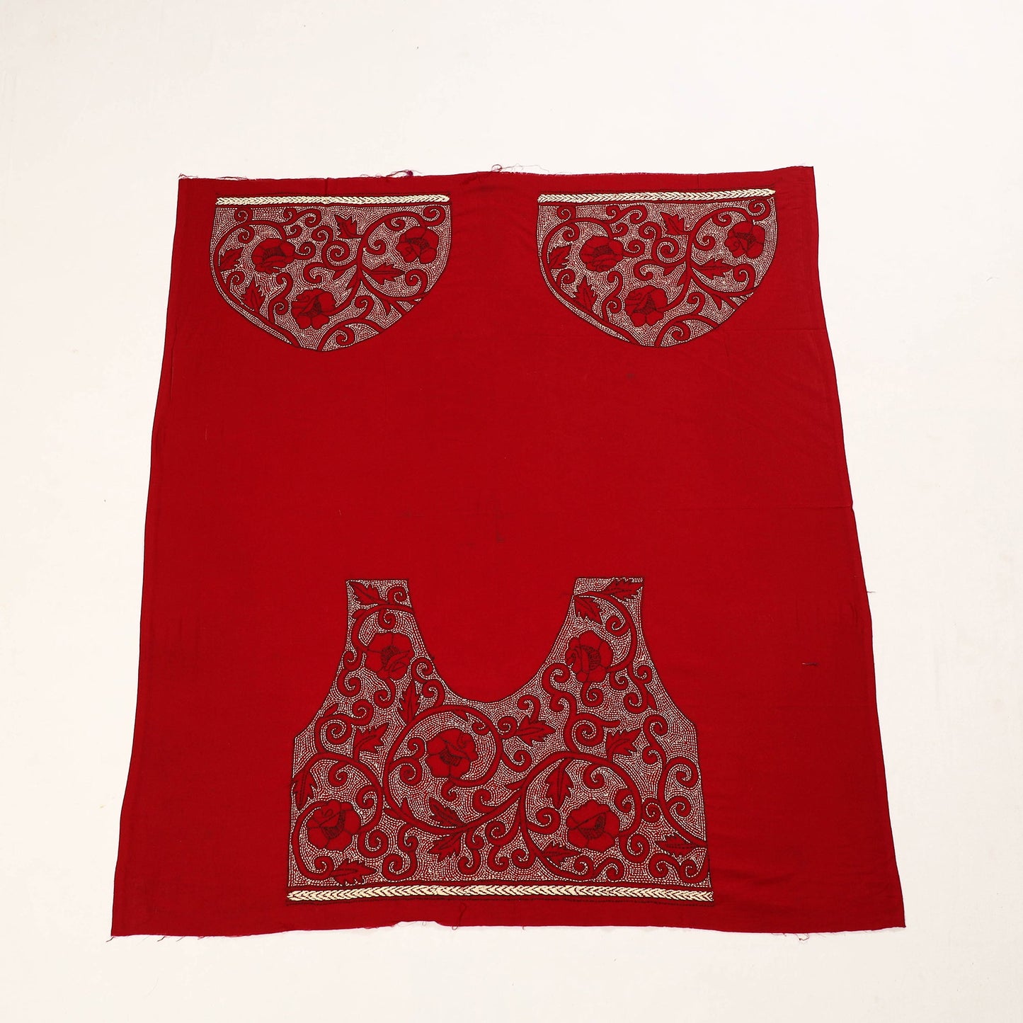 Buy Red Hand Embroidered Kantha Work Blouse Piece Online