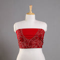 Red Hand Embroidered Kantha Work Blouse Piece 