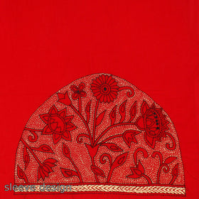 Red Hand Embroidered Kantha Work Blouse Piece 