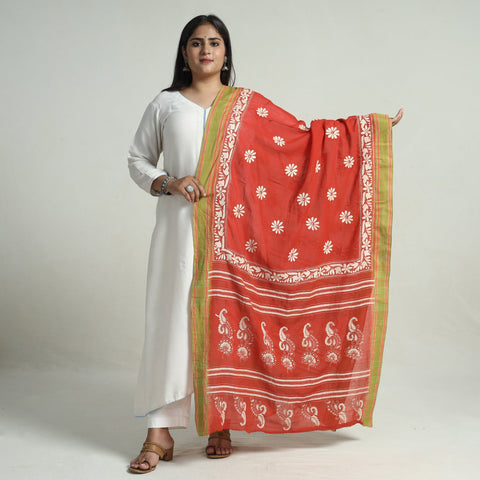  Bengal Kantha Embroidery Cotton Handloom Dupatta 123 