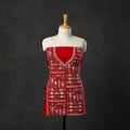 Buy Red Cotton Kurta material With Exclucive Kantha Work