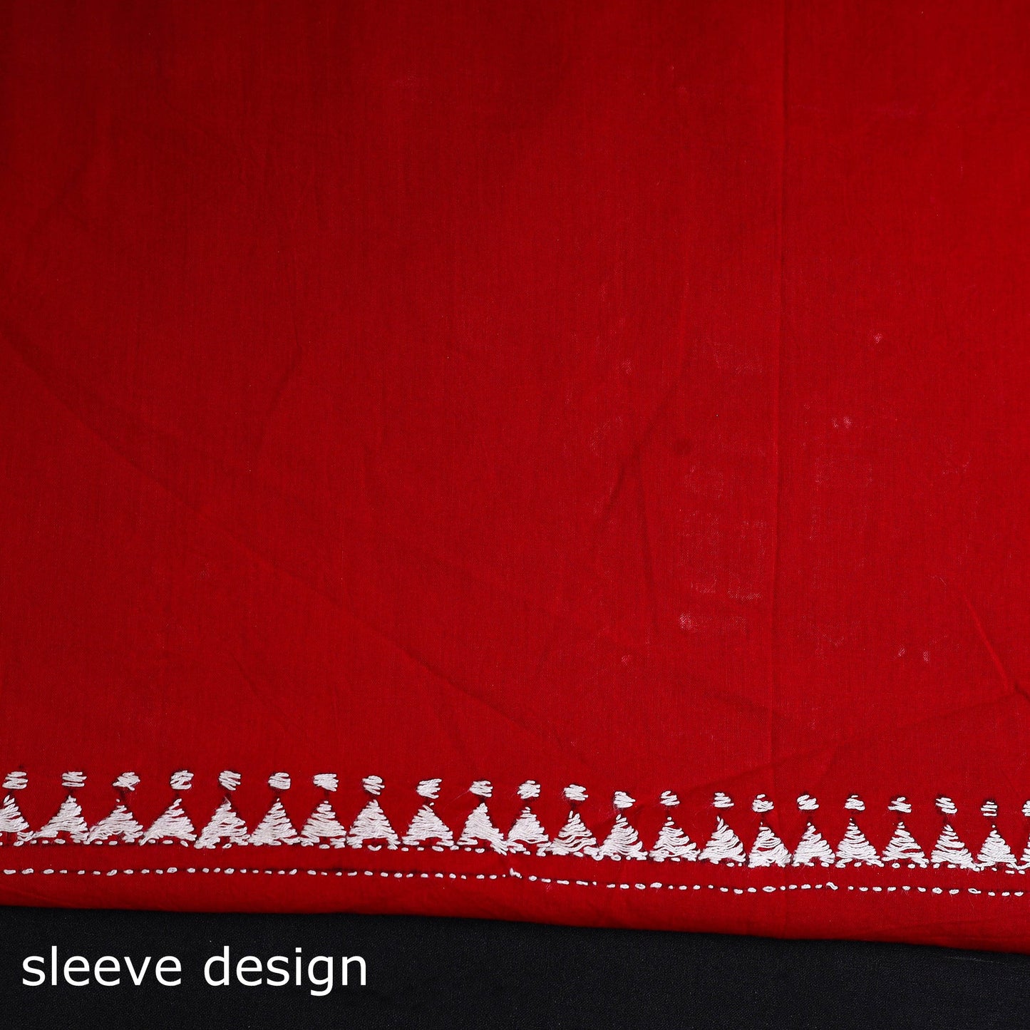 Buy Red Cotton Kurta material With Exclucive Kantha Work