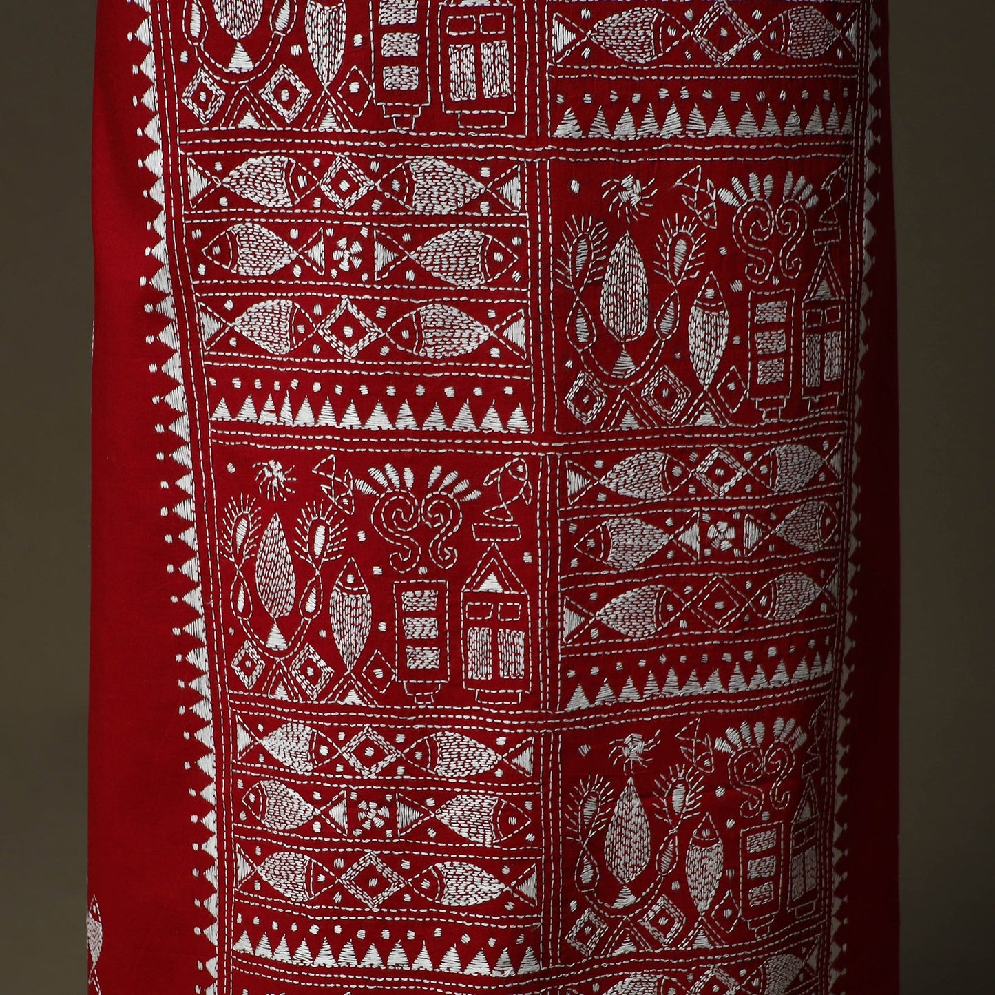 Bengal kantha hand embroidered cotton unstitched kurta