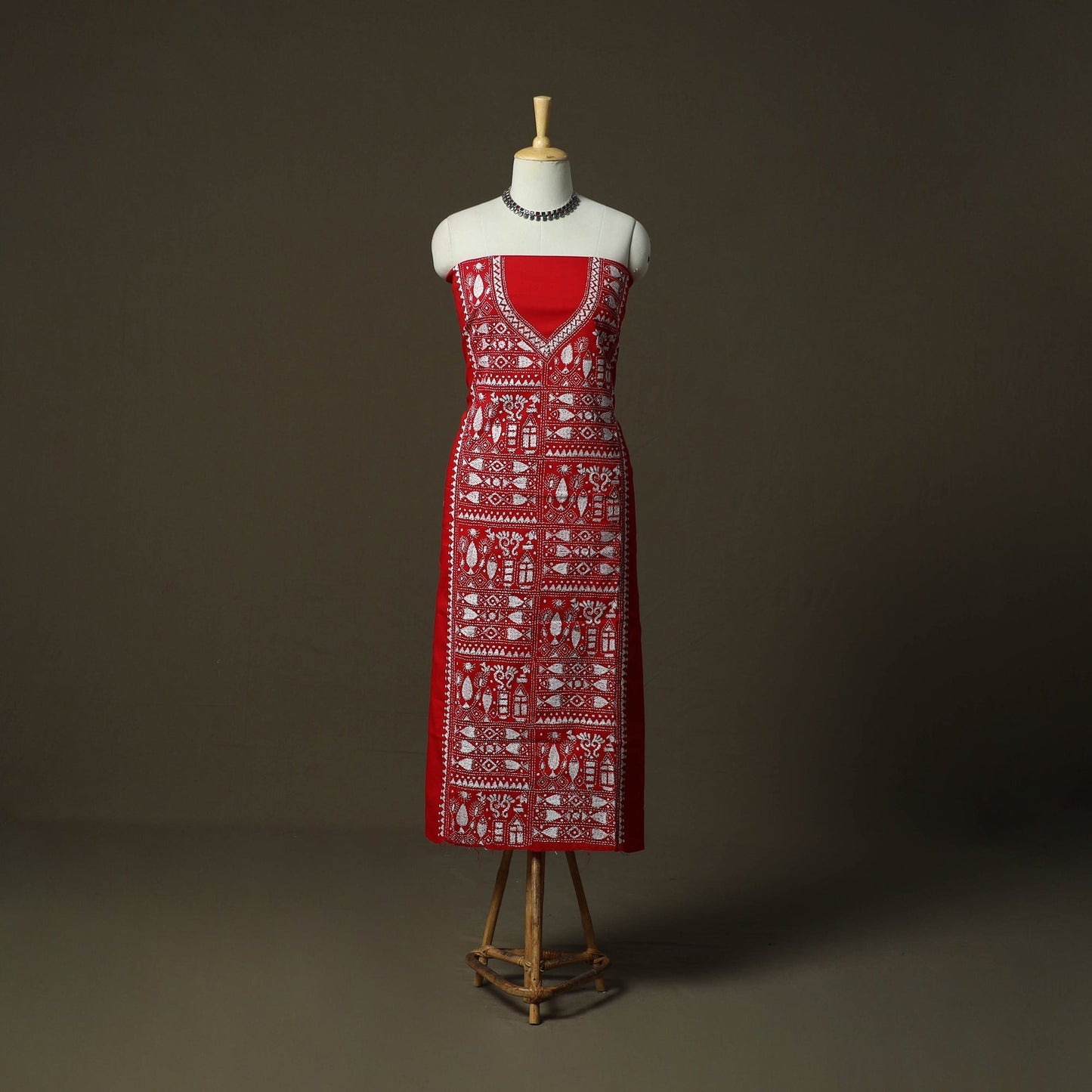 Bengal kantha hand embroidered cotton unstitched kurta