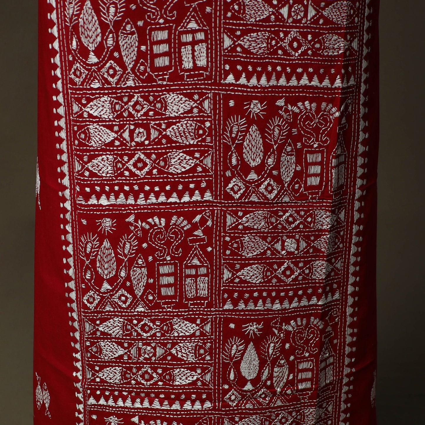 Bengal kantha hand embroidered cotton unstitched kurta
