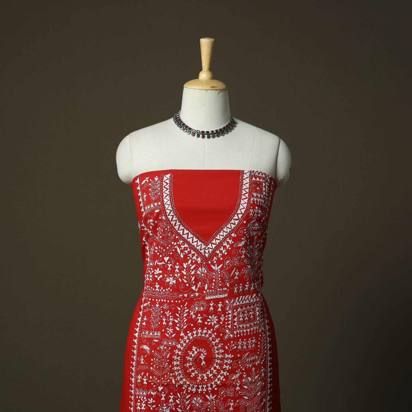 Bengal kantha hand embroidered cotton unstitched kurta