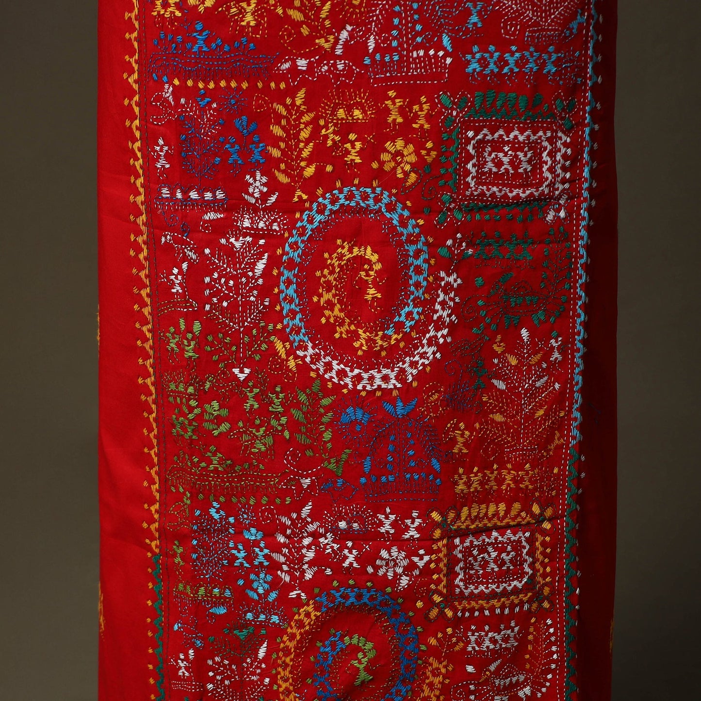 Bengal kantha hand embroidered cotton unstitched kurta