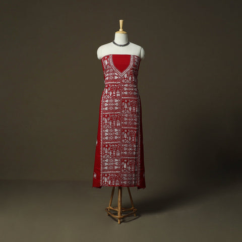 Bengal kantha hand embroidered cotton unstitched kurta