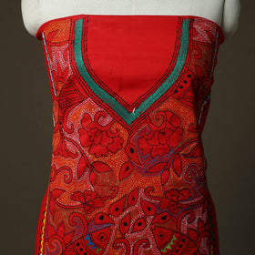 Bengal kantha hand embroidered cotton unstitched kurta