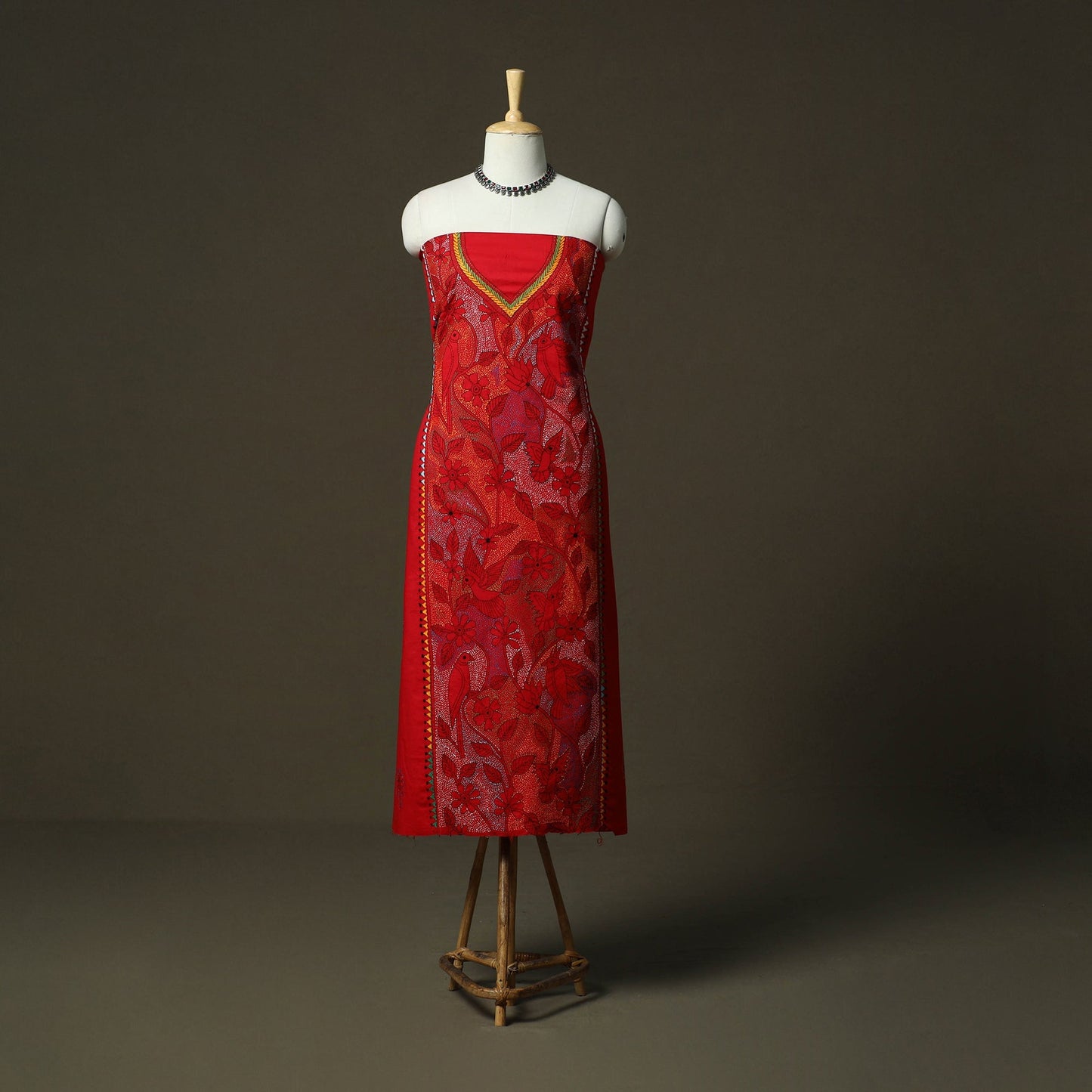 Bengal kantha hand embroidered cotton unstitched kurta