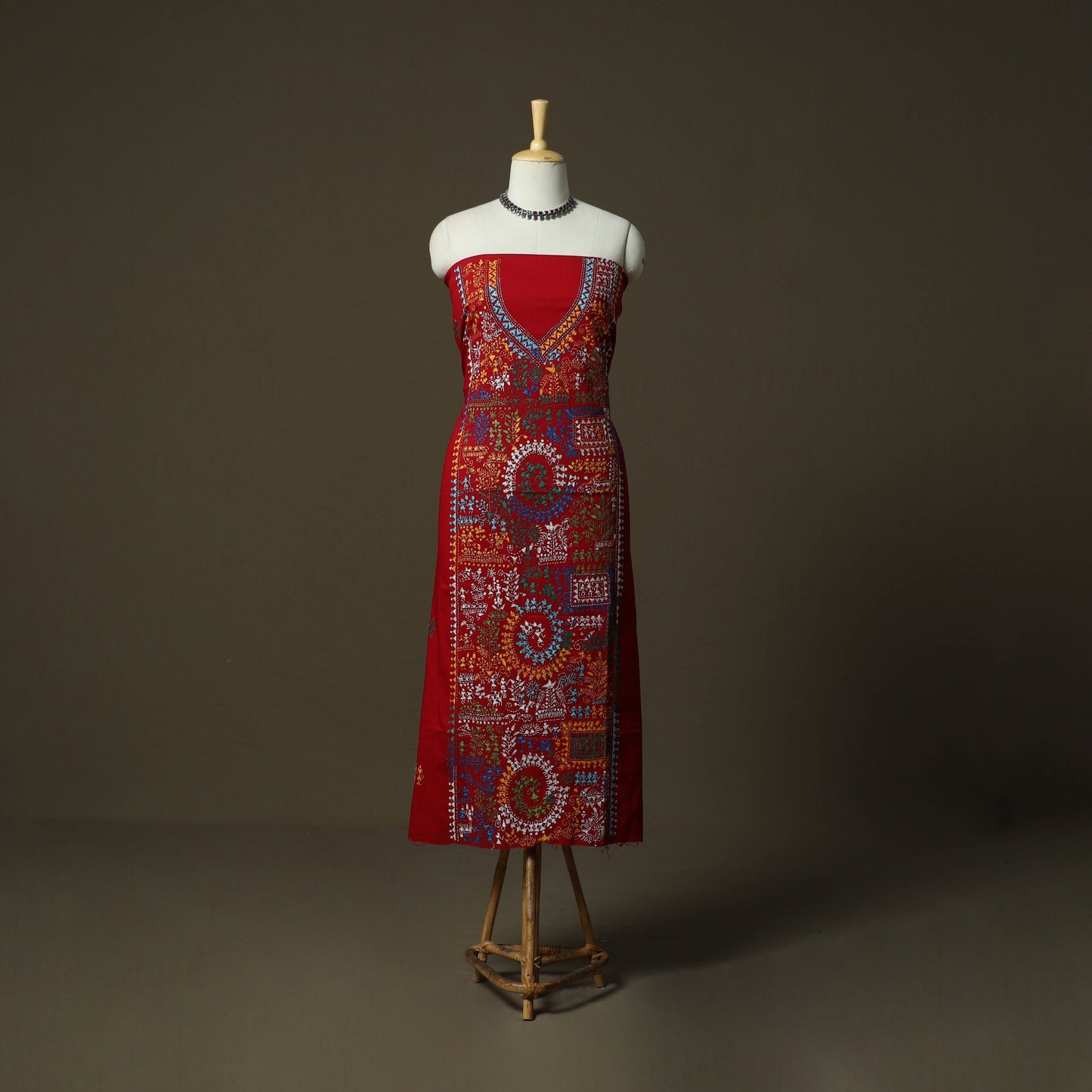 Bengal kantha hand embroidered cotton unstitched kurta