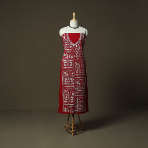 Bengal kantha hand embroidered cotton unstitched kurta