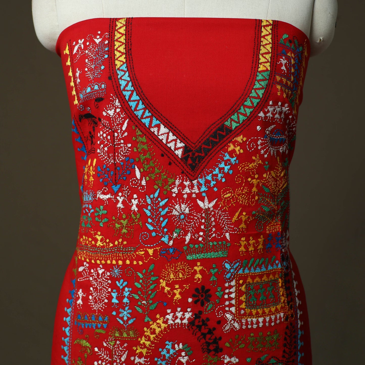 Bengal kantha hand embroidered cotton unstitched kurta