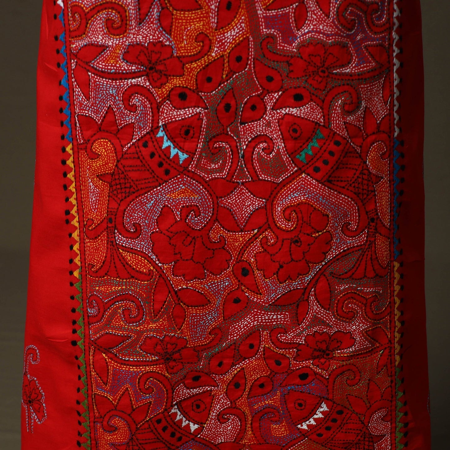 Bengal kantha hand embroidered cotton unstitched kurta